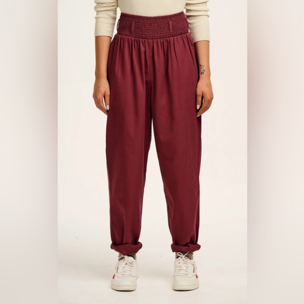 Lucy & Yak Women’s Alexa 100% Organic Cotton Trouser in Maroon Size XL NWT